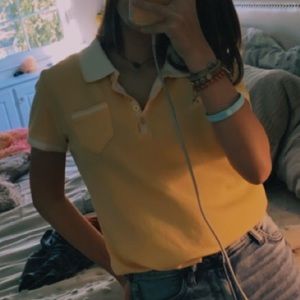 yellow collard shirt